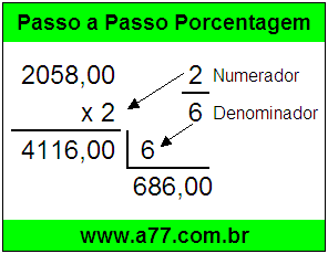 Quanto é 2/6 de R$ 2058,00