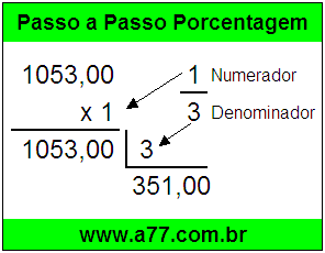 Quanto é 1/3 de R$ 1053,00