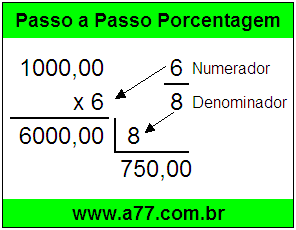 Quanto é 6/8 de R$ 1000,00