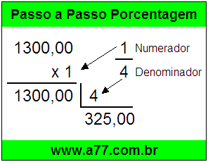 Quanto é 1/4 de R$ 1300,00