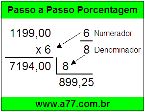 Quanto é 6/8 de R$ 1199,00