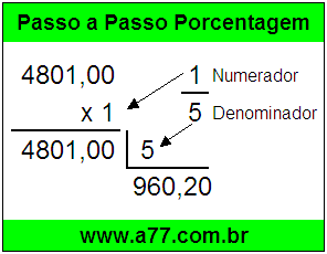 Quanto é 1/5 de R$ 4801,00