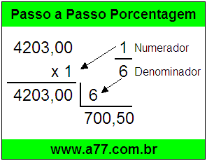 Quanto é 1/6 de R$ 4203,00