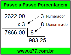 Quanto é 3/8 de R$ 2622,00