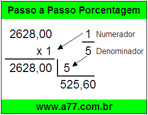 Quanto é 1/5 de R$ 2628,00