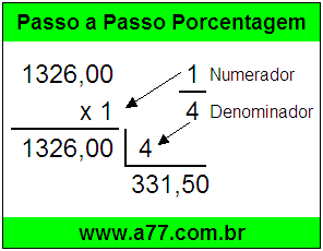 Quanto é 1/4 de R$ 1326,00