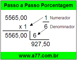 Quanto é 1/6 de R$ 5565,00