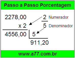 Quanto é 2/5 de R$ 2278,00