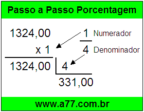 Quanto é 1/4 de R$ 1324,00