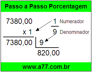 Quanto é 1/9 de R$ 7380,00