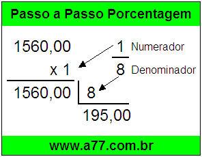 Quanto é 1/8 de R$ 1560,00