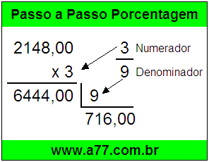 Quanto é 3/9 de R$ 2148,00