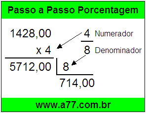 Quanto é 4/8 de R$ 1428,00