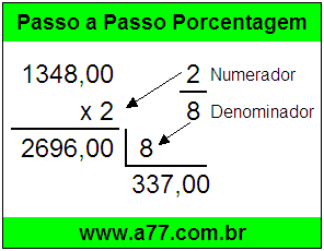 Quanto é 2/8 de R$ 1348,00