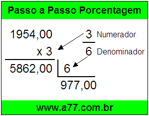 Quanto é 3/6 de R$ 1954,00