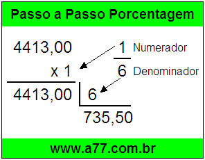 Quanto é 1/6 de R$ 4413,00