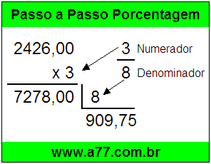 Quanto é 3/8 de R$ 2426,00