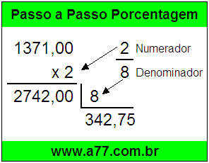 Quanto é 2/8 de R$ 1371,00