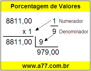 Quanto é 1/9 de R$ 8811,00