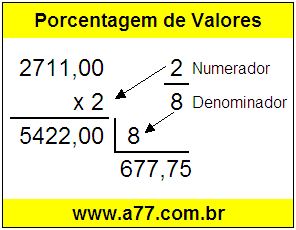 Quanto é 2/8 de R$ 2711,00