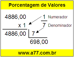 Quanto é 1/7 de R$ 4886,00