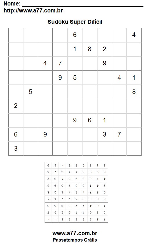 Desafio Sudoku Super Difícil Para Impressão