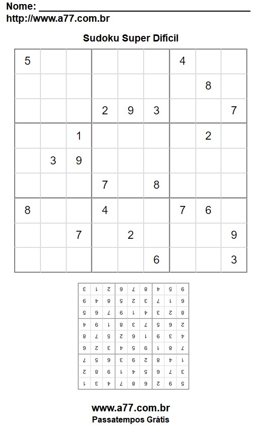 Impressão de Sudoku Super Difícil