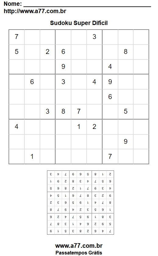 Imprimir Sudoku Nível Super Difícil