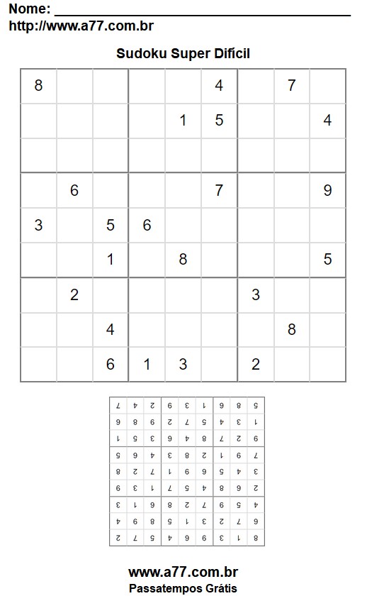 Jogo Sudoku Para Imprimir 9x9 Super Difícil