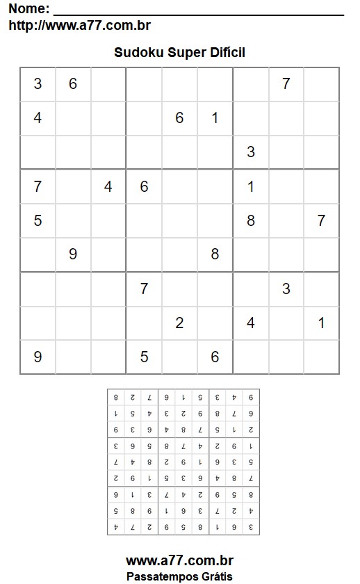 Jogo Sudoku Super Difícil Para Impressão