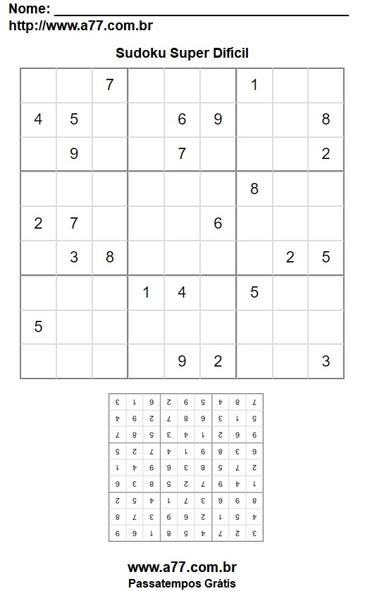 Jogo Sudoku Super Difícil Para Imprimir