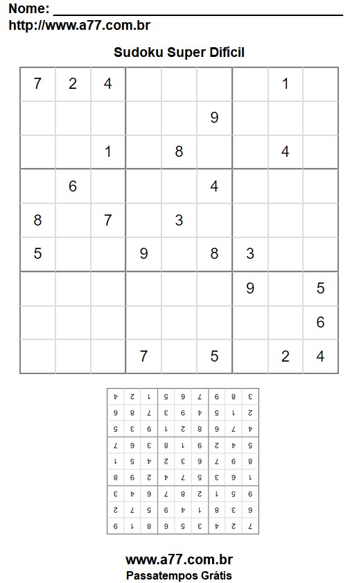 Jogo Sudoku Super Difícil Para Profissionais