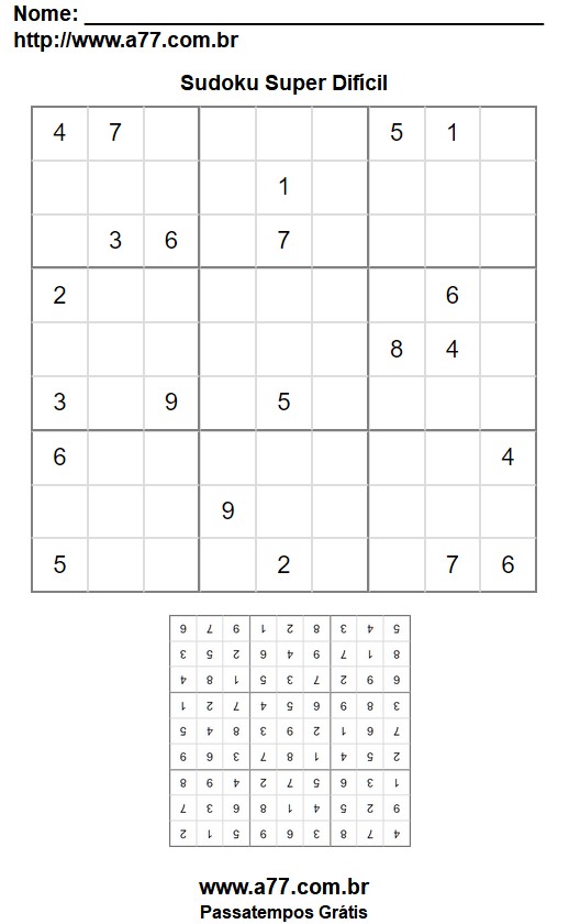 Puzzle de Sudoku Super Difícil Para Imprimir