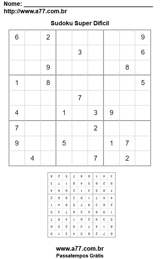 Quebra Cabeça Sudoku Super Difícil Para Profissionais