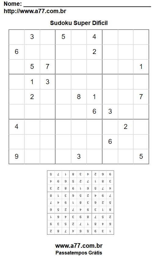 Sudoku 9x9 Super Difícil Para Imprimir