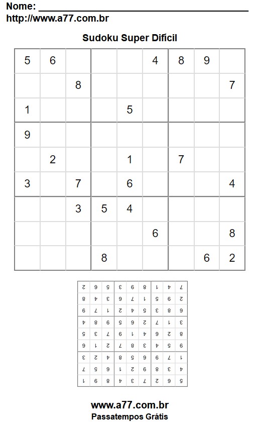 Sudoku 9x9 Super Difícil