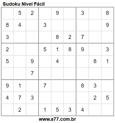 Sudoku Clássico Para Imprimir