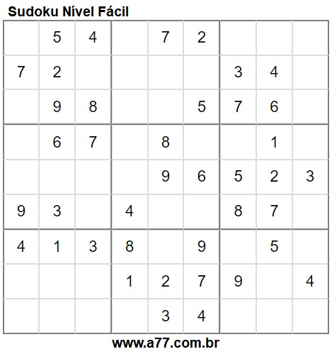 Sudoku Fácil Para Impressão