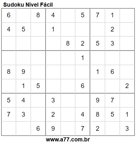 Sudoku Fácil Para Imprimir