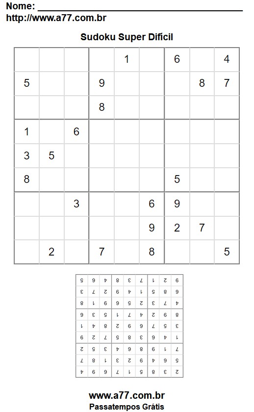 Sudoku Para Impressão 9x9 Super Difícil