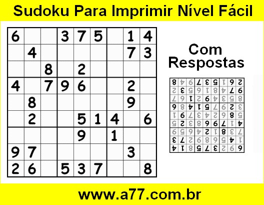 Sudoku Para Imprimir Nível Fácil