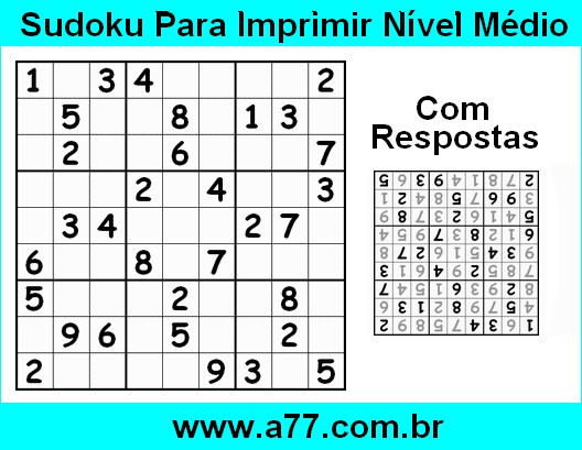 Sudoku Para Imprimir Nível Médio