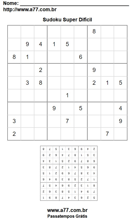 Sudoku Super Difícil Nº 77