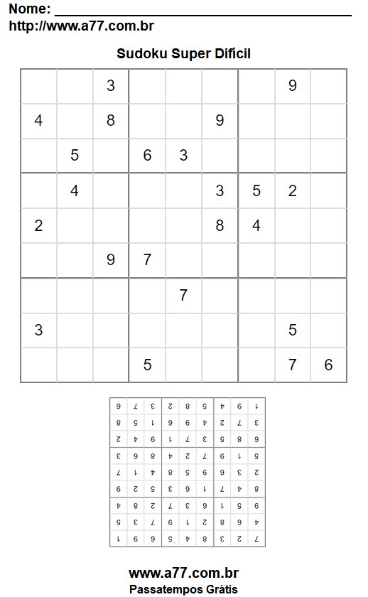 Sudoku Super Difícil Nº 89