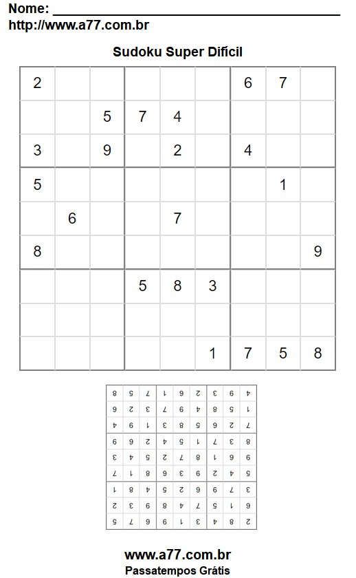 Sudoku Super Difícil Com Respostas