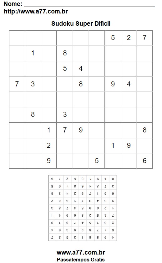 Sudoku Super Difícil Para Impressão Com Resposta