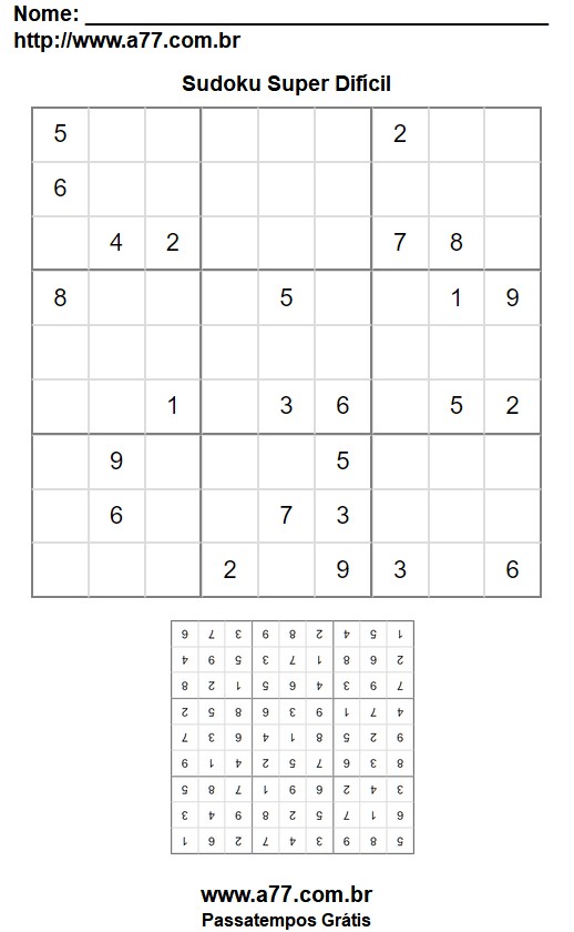 Sudoku Super Difícil Para Imprimir Grátis