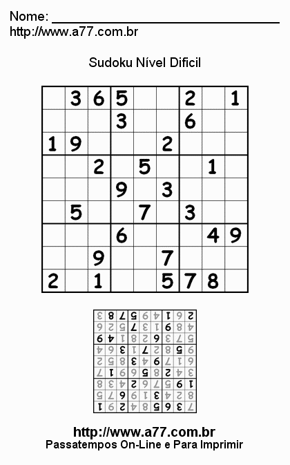 Jogo Sudoku Para Imprimir Com Respostas. Jogo Nº 49.