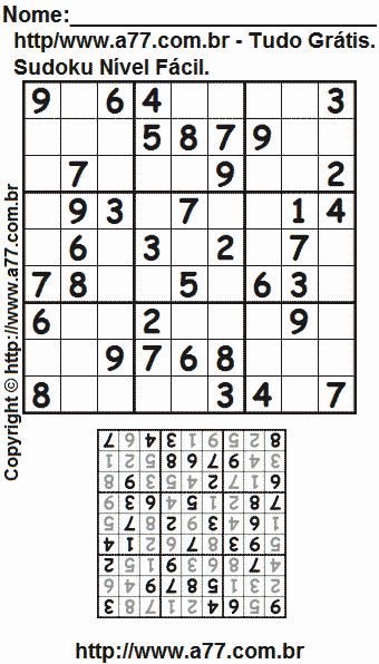 Sudoku Fácil Para Imprimir Com Resposta