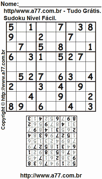 Jogo de Sudoku Para Imprimir Com Respostas